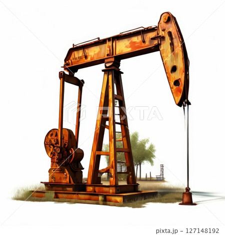 an AI Image Generator, Rustic Oil Pump Jack Machinery Against 127148192