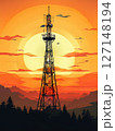 an AI Image Generator, Tall Radio Transmission Tower Surrounded 127148194
