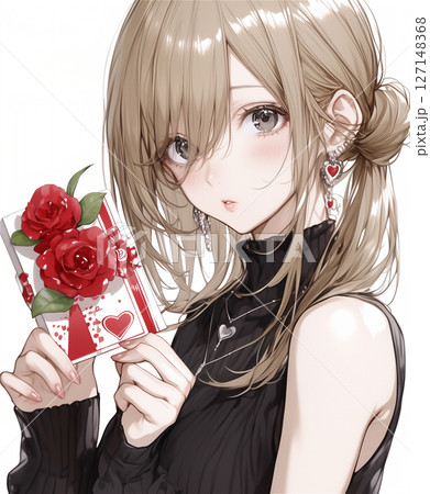 バレンタイン プレゼントを送る女性 バレンタイン プレゼントを送る女性 127148368