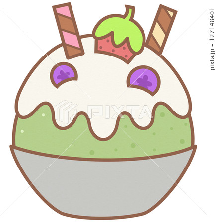 Berry Fruits Shaved Ice Matcha Green Tea Bingsu Korean Dessert 127148401