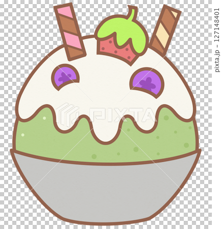Berry Fruits Shaved Ice Matcha Green Tea Bingsu Korean Dessert 127148401