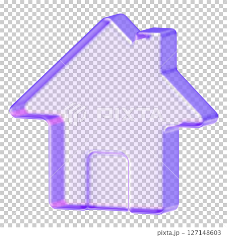 Minimal style home icon in soft purple glass texture, representing homepage, real estate, housing, navigation, or user interface, 3d rendering 127148603