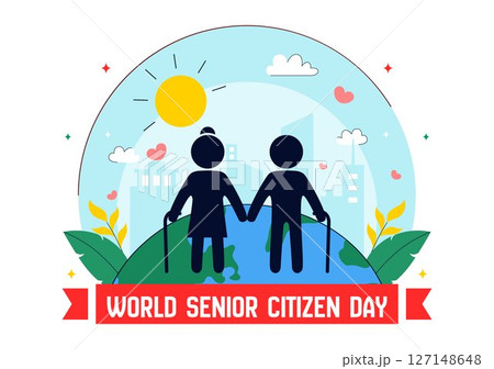 World Senior Citizen Day Vector Illustration on August 21st Celebrating and Honoring the Contributions of Older People with a Flat Style Background 127148648