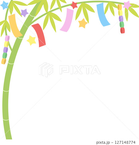 カラフルな飾りの付いた七夕の短冊のフレーム 127148774