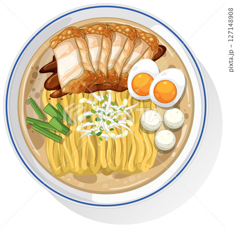 Vector Illustration of Traditional Asian Ramen Dish 127148908
