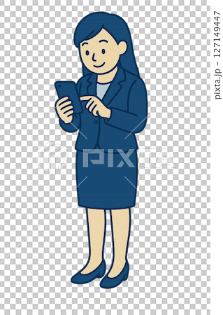 スマホを操作する女性のイラスト 127149447