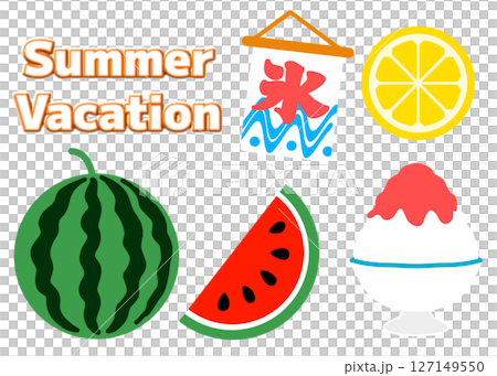 簡單的夏季材料收集（西瓜，刨冰） 127149550