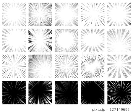 Radial manga frames. Anime round borders, speed lines or explosion effect, different intensity strokes, comics scene tension. Black rays on transparent background, qualitative vector set Radial manga frames. Anime round borders, speed lines or explosion effect, different intensity strokes, comics scene tension. Black rays on transparent background, qualitative vector set 127149695