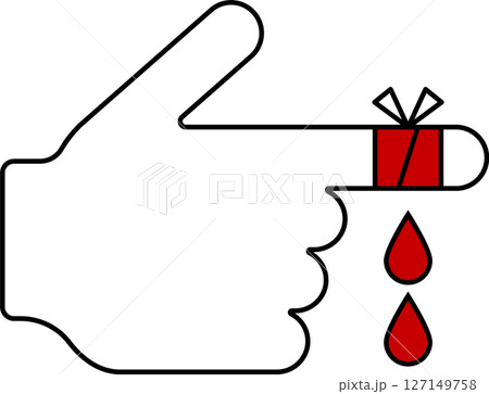 指先の怪我の注意を促すアイコン 指先の怪我の注意を促すアイコン 127149758