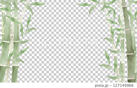 Watercolor bamboo frame on both sides Watercolor bamboo frame on both sides 127149966