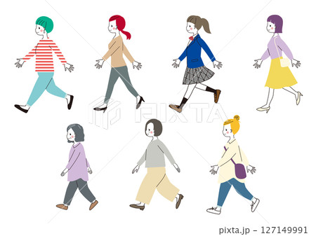 歩いている女性 いろんな年代の女性 歩いている女性 いろんな年代の女性 127149991