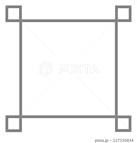 グレー装飾角抜き囲み枠・正方形抜きフレーム素材（背景透過・シンプル装飾枠） 127150834