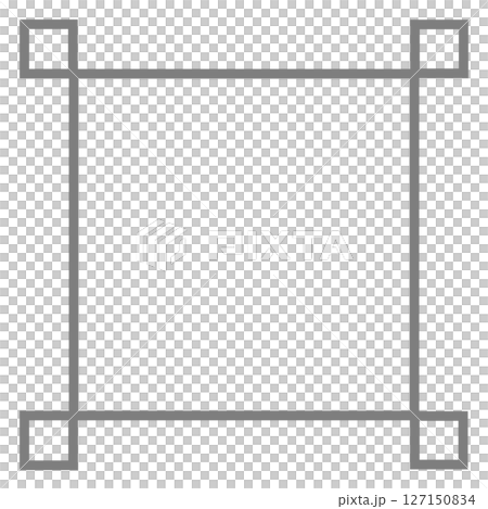 グレー装飾角抜き囲み枠・正方形抜きフレーム素材（背景透過・シンプル装飾枠） 127150834
