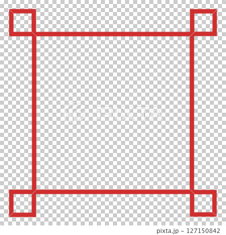 赤装飾角抜き囲み枠・正方形抜きフレーム素材（背景透過・シンプル装飾枠） 127150842