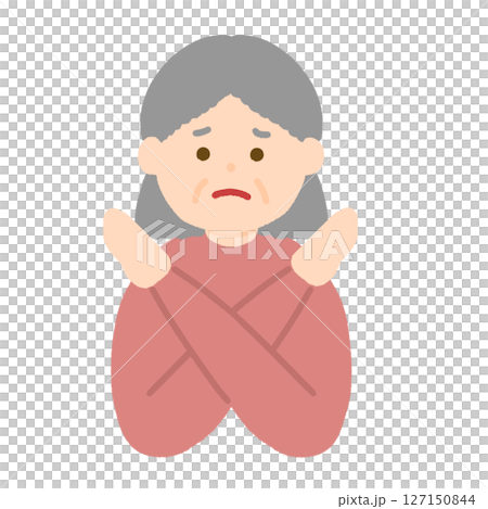 バツのポーズをしたおばあさん 127150844