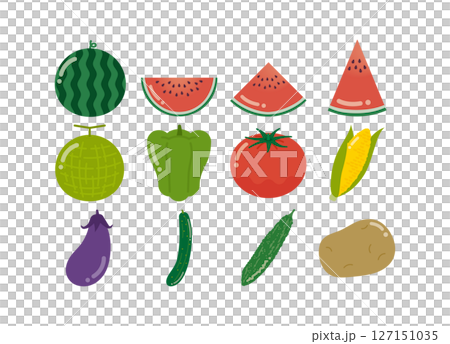 閃亮的夏季蔬菜和水果 127151035