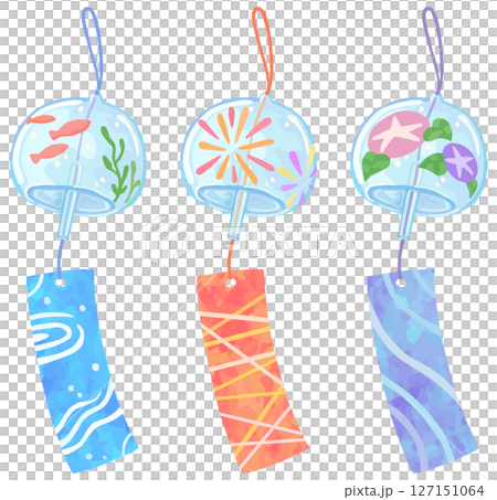 風鈴のイラストセット ベクター素材 127151064