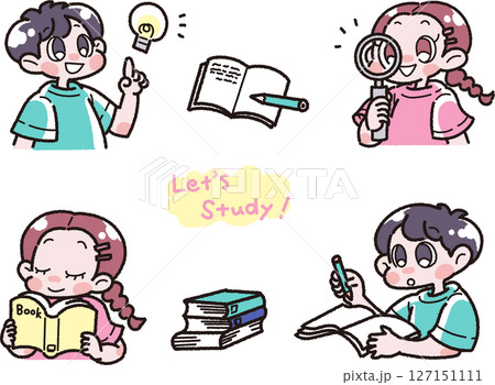 勉強をしている子どものイラストセット 127151111