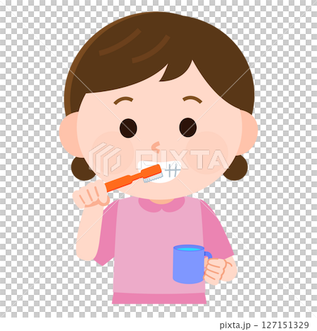 歯磨きをする女の子　イラスト 127151329