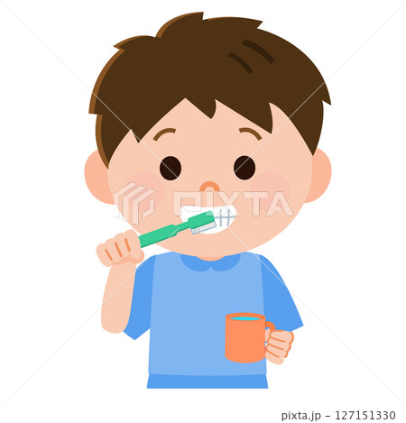 歯磨きをする男の子　イラスト 127151330