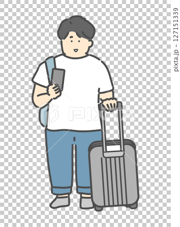 Illustration of a young man traveling Illustration of a young man traveling 127151339