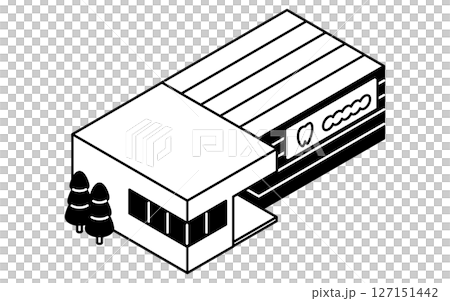 歯医者のシンプルな線画アイソメトリックイラスト 歯医者のシンプルな線画アイソメトリックイラスト 127151442