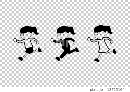 Running girl, child, illustration, stamp style Running girl, child, illustration, stamp style 127151644