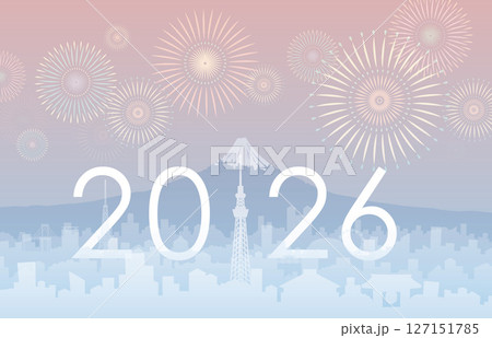 富士と東京グラデ_2026_花火 127151785