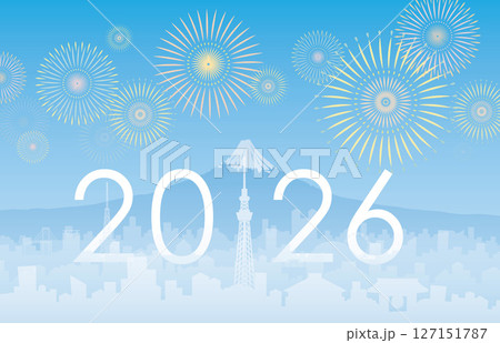 富士と東京グラデ_2026_花火 富士と東京グラデ_2026_花火 127151787