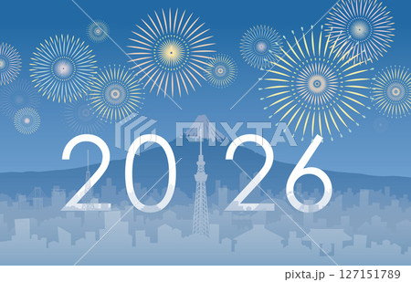 富士と東京グラデ_2026_花火 127151789