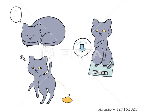 猫の病気FIP症状イラストセット 猫の病気FIP症状イラストセット 127151825