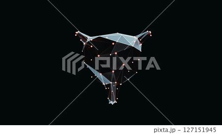 3d render of a vibrant, low-poly bladder over dark background 127151945