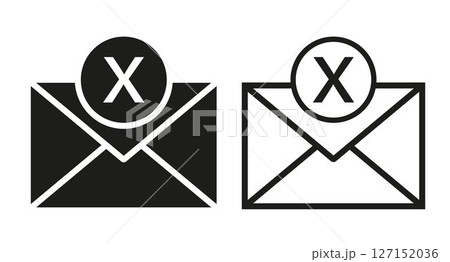 No or Stop. Reject mail icon. Delete message sign. Decline web letter. Prohibited ban stop symbol. No reject mail icon. Vector 127152036