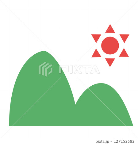 太陽と山のシンプル風景イラスト 127152582