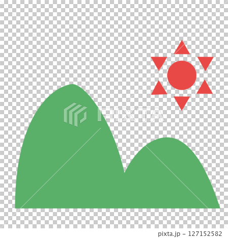 太陽と山のシンプル風景イラスト 127152582