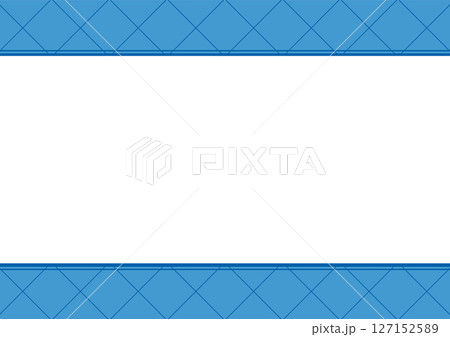 青いチェック柄のシンプルフレーム背景 127152589