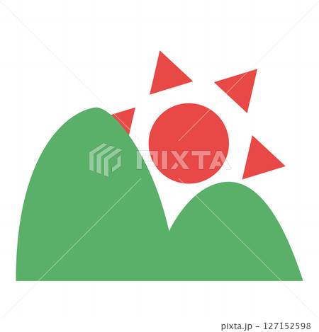 山の向こうから昇る朝日のイラスト 127152598