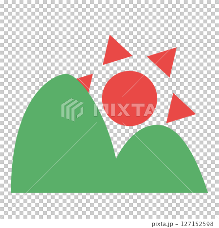 山の向こうから昇る朝日のイラスト 127152598