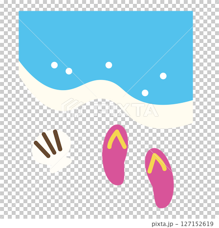 Beach sandals and shells seaside illustration Beach sandals and shells seaside illustration 127152619