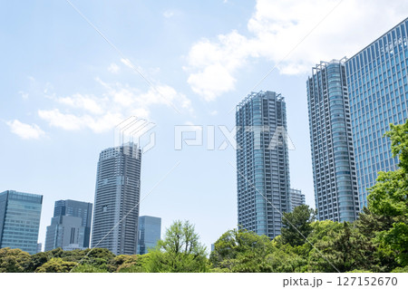 緑とタワーマンションのある都市風景 緑とタワーマンションのある都市風景 127152670