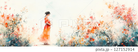 家で過ごす妊婦の女性 127152914