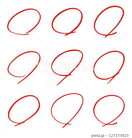 手描きの丸、サインペンで描いた線 127153023