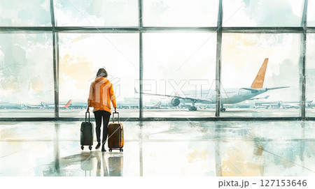 空港・旅行（イラスト） 127153646