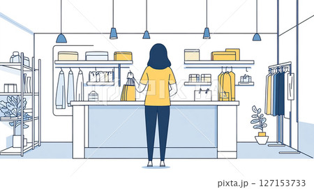 ショッピングモール（イラスト） 127153733