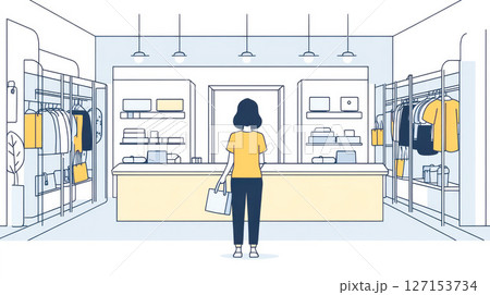 ショッピングモール（イラスト） 127153734