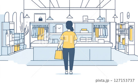 ショッピングモール（イラスト） 127153737