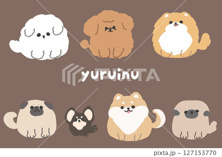 かわいい手書きの犬のイラストセット 127153770