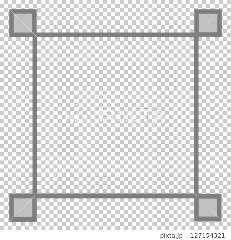 グレー角装飾付き囲み枠・中央透過正方形フレーム素材（シンプル・PNG） 127154321