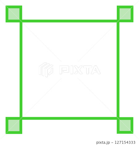 緑角装飾付き囲み枠・中央透過正方形フレーム素材(シンプル・PNG) 緑角装飾付き囲み枠・中央透過正方形フレーム素材(シンプル・PNG) 127154333