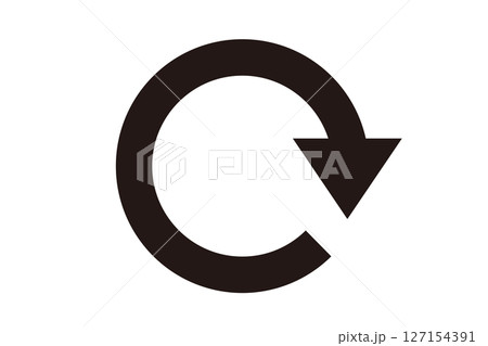 シンプルな白黒の回転型矢印 127154391